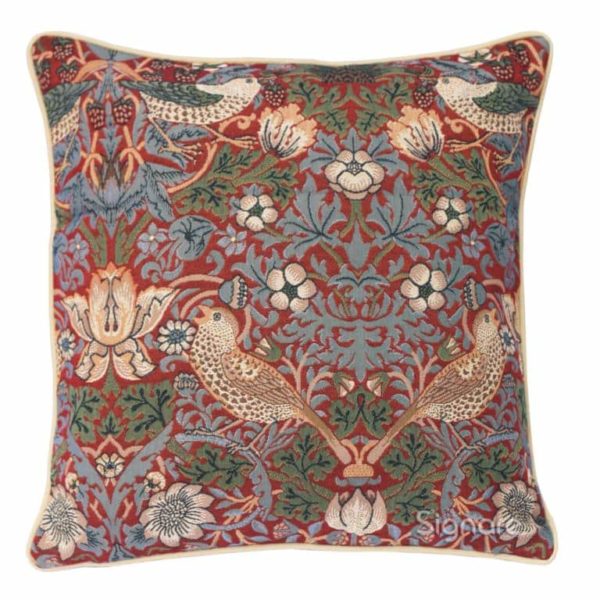 Pude med William Morris Strawberry Thief Red
