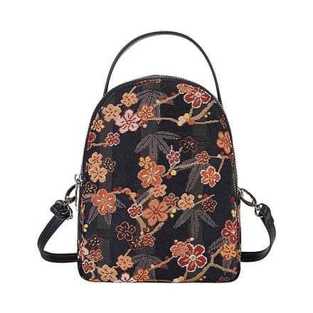 Håndtaske og mini-rygsæk i én med skønne blomster