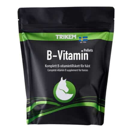 B-vitamin er et tilskud i piller til alle heste som dagligt tilskud eller ekstra tilskud i perioder med hårdere træning, konkurrence, sygdom eller fældning.