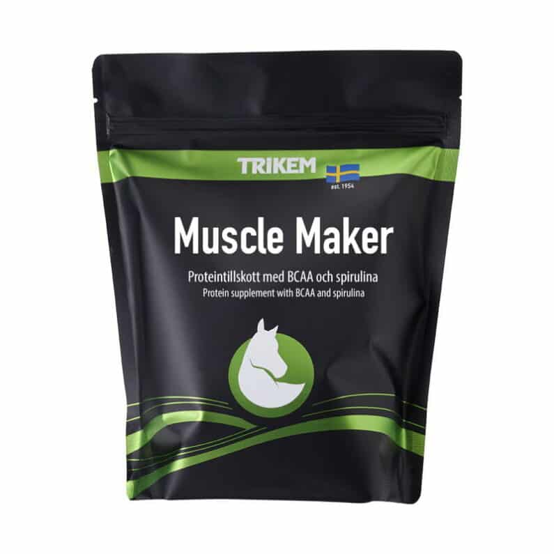 Muscle Maker: Fodertilskud til heste, der skal vedligeholde eller opbygge muskler. Dagligt tilskud eller kur.